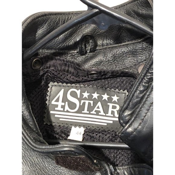 Vintage 4Star Leather Jacket Biker Moto Flight Bomber Jacket Armored Sz 44 - Picture 3 of 11